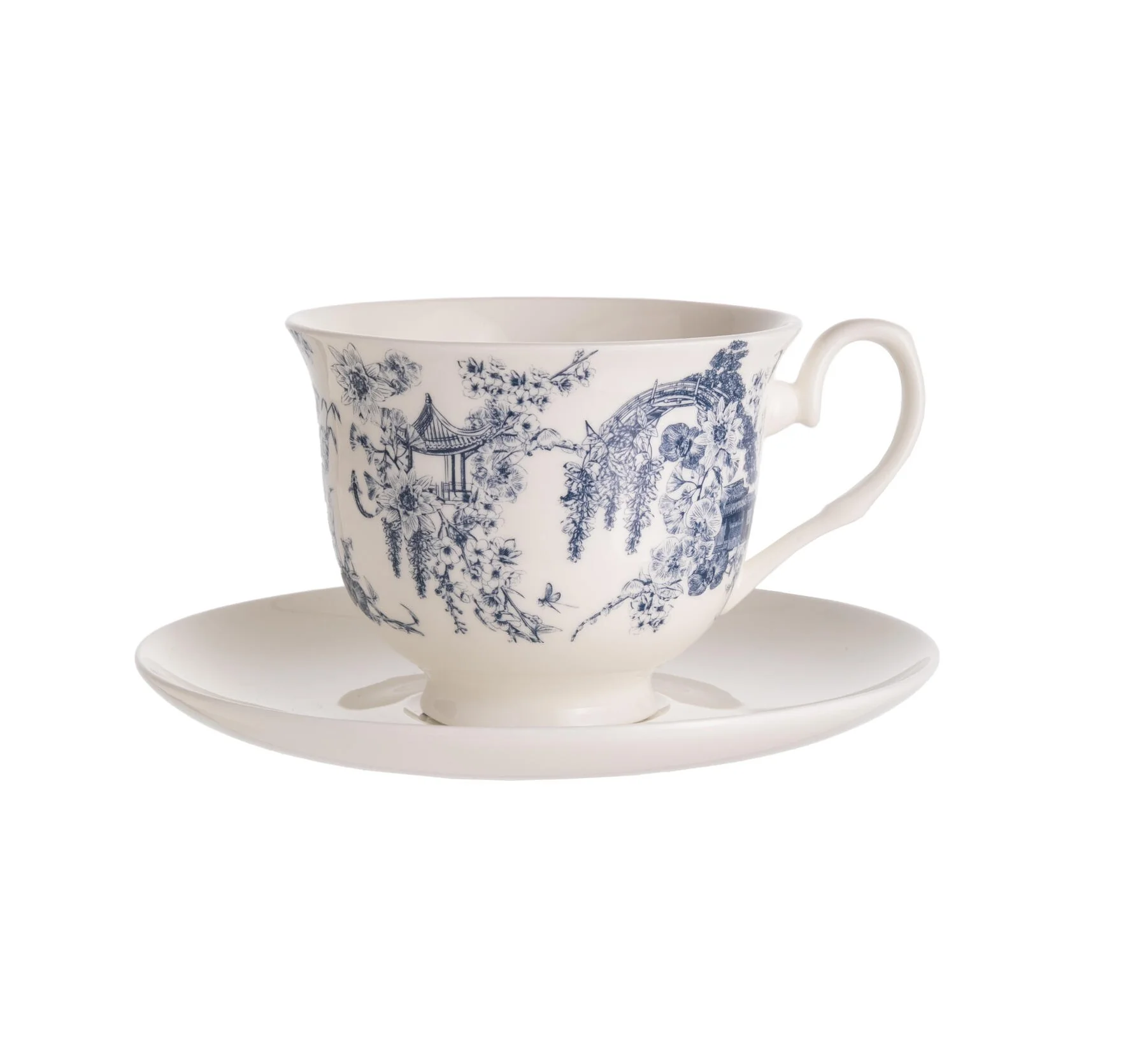 HUNTINGTON ASIAN GARDENS TOILE TEACUP AND SAUCER