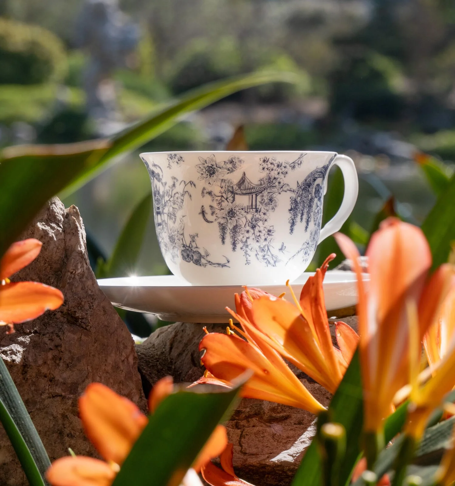 HUNTINGTON ASIAN GARDENS TOILE TEACUP AND SAUCER - Image 2