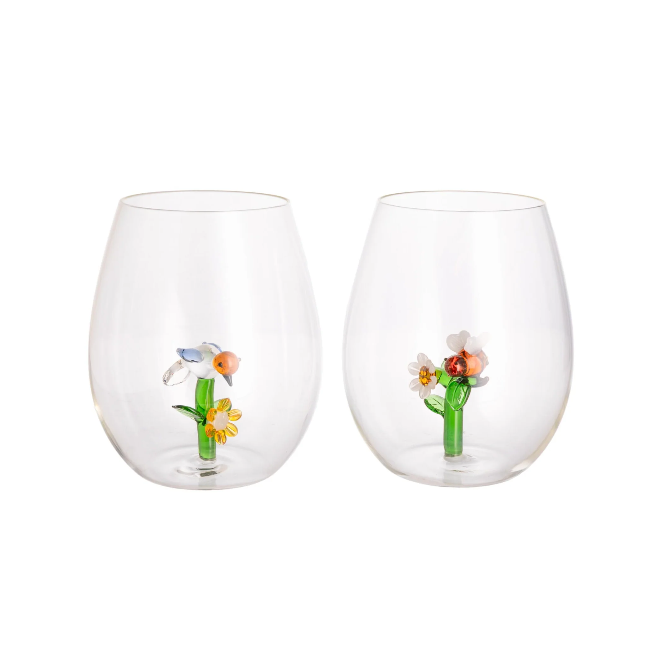 BOTANICAL STEMLESS WINEGLASS SET
