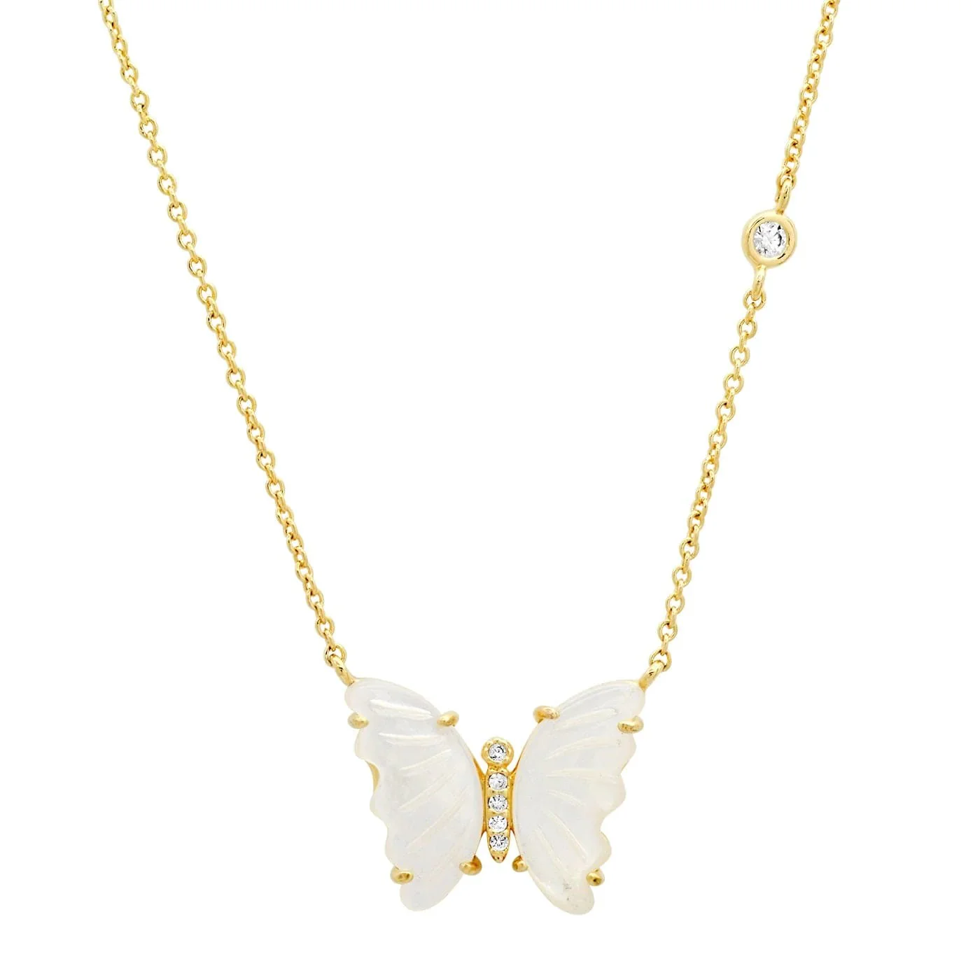 CARVED MOTHER-OF-PEARL BUTTERFLY NECKLACE