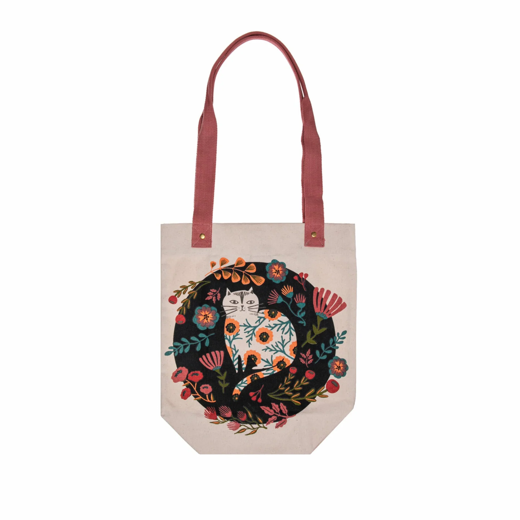 CAT AND BLOOMS TOTE
