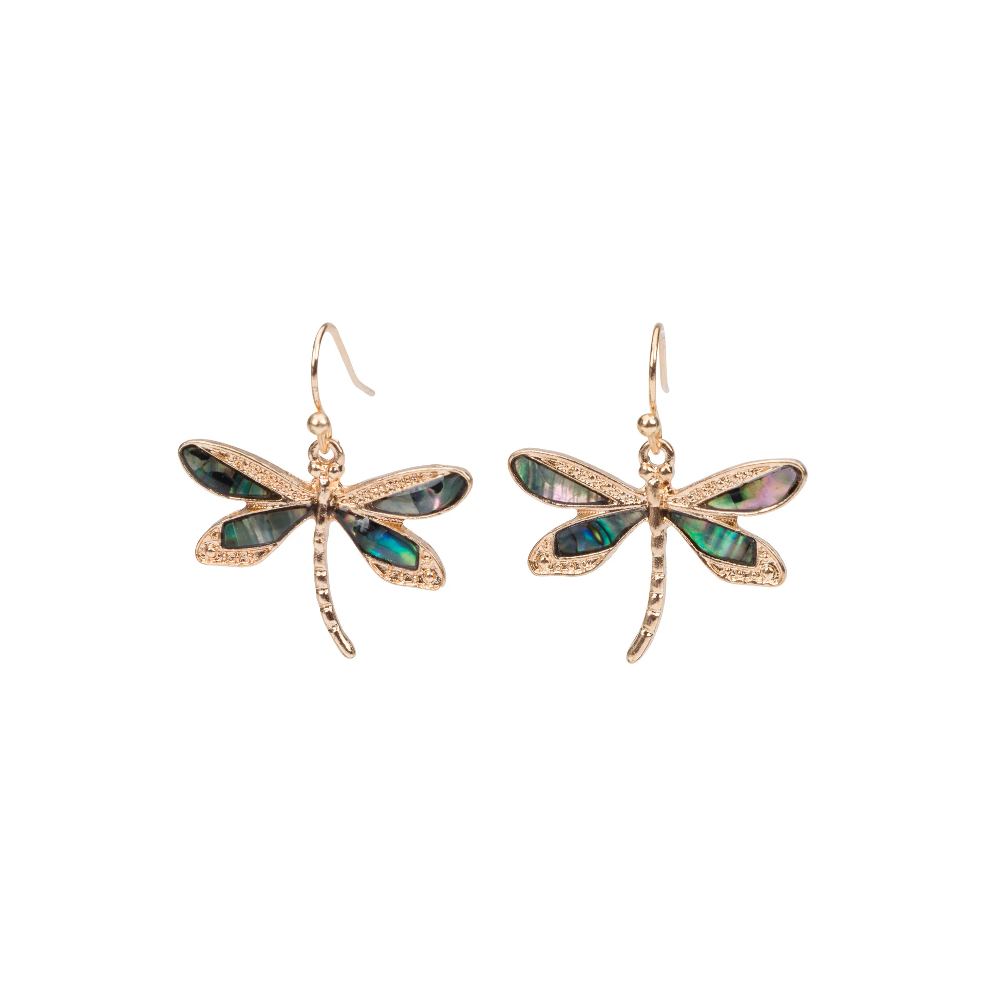DRAGONFLY EARRINGS WITH ABALONE WINGS
