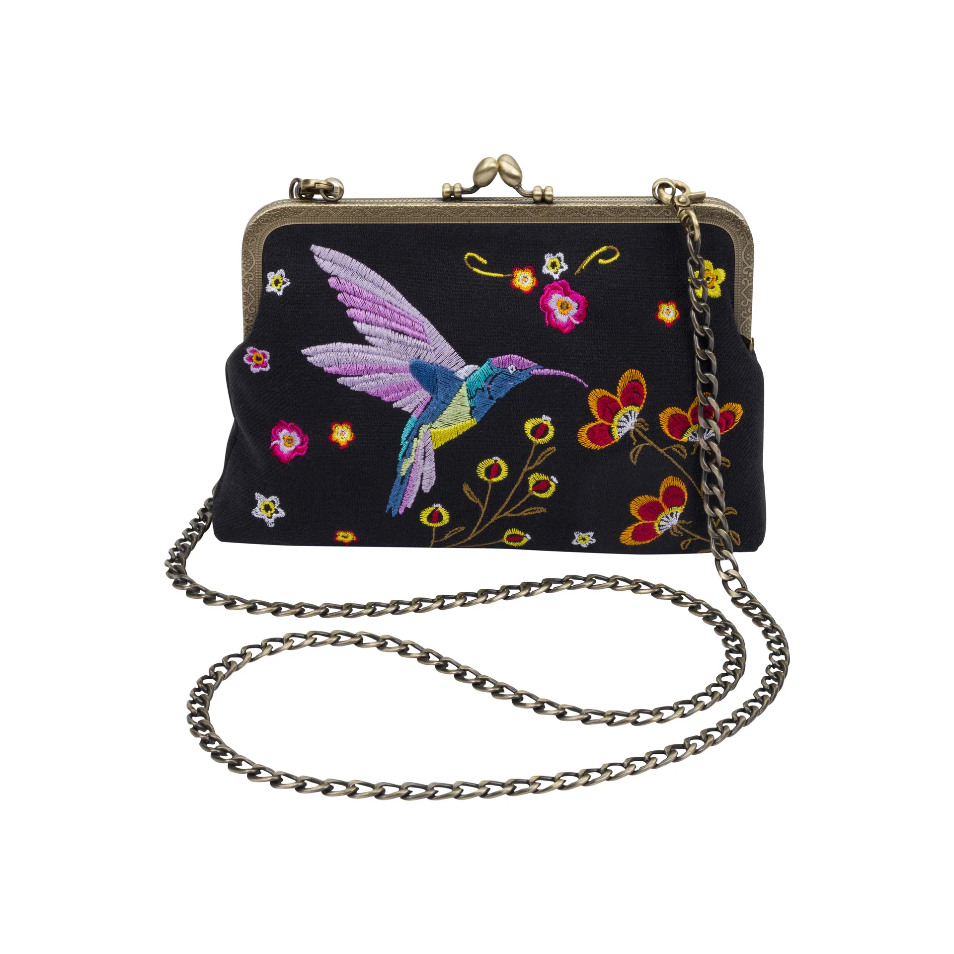 EMBROIDERED HUMMINGBIRD PURSE