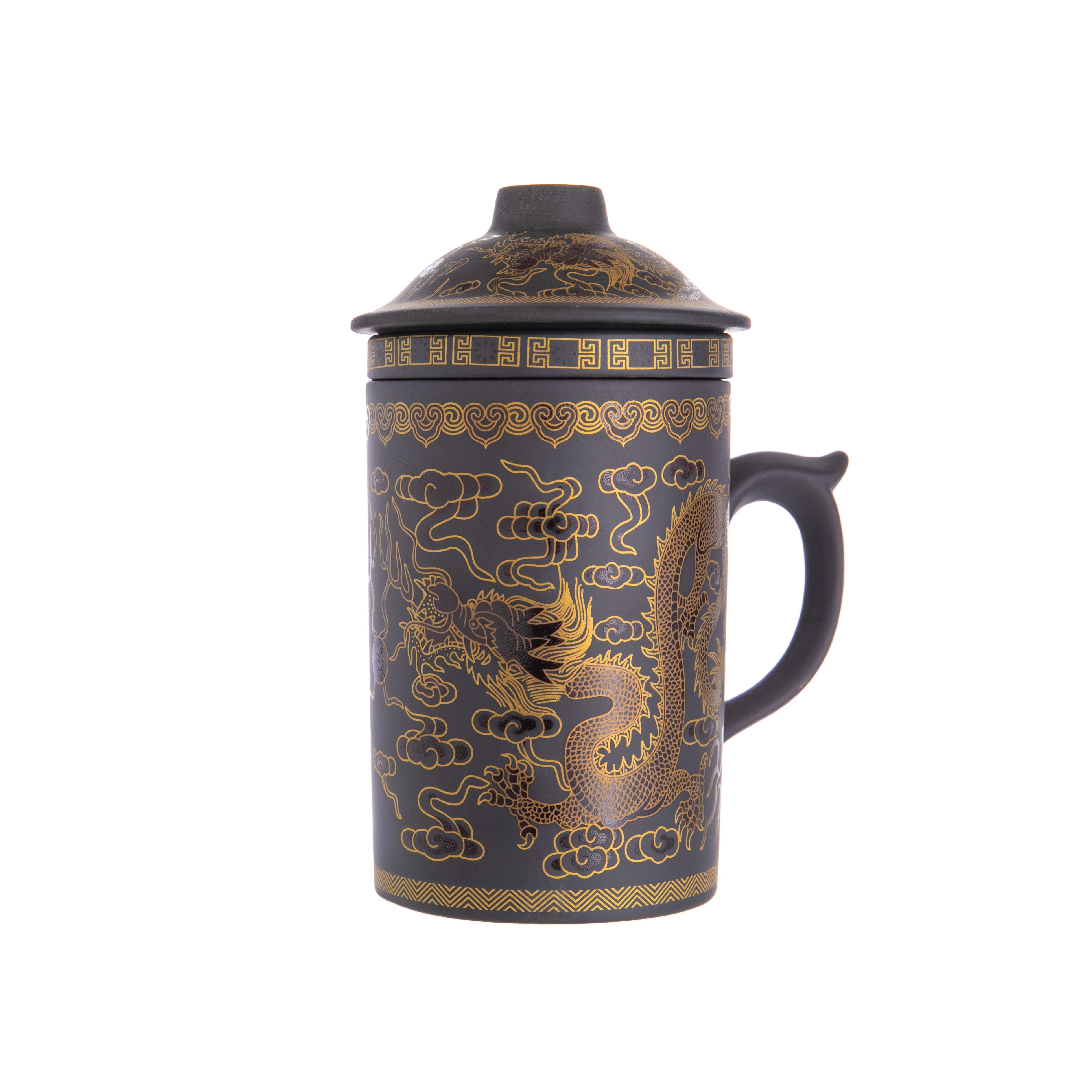 GOLD DRAGON MUG WITH STRAINER