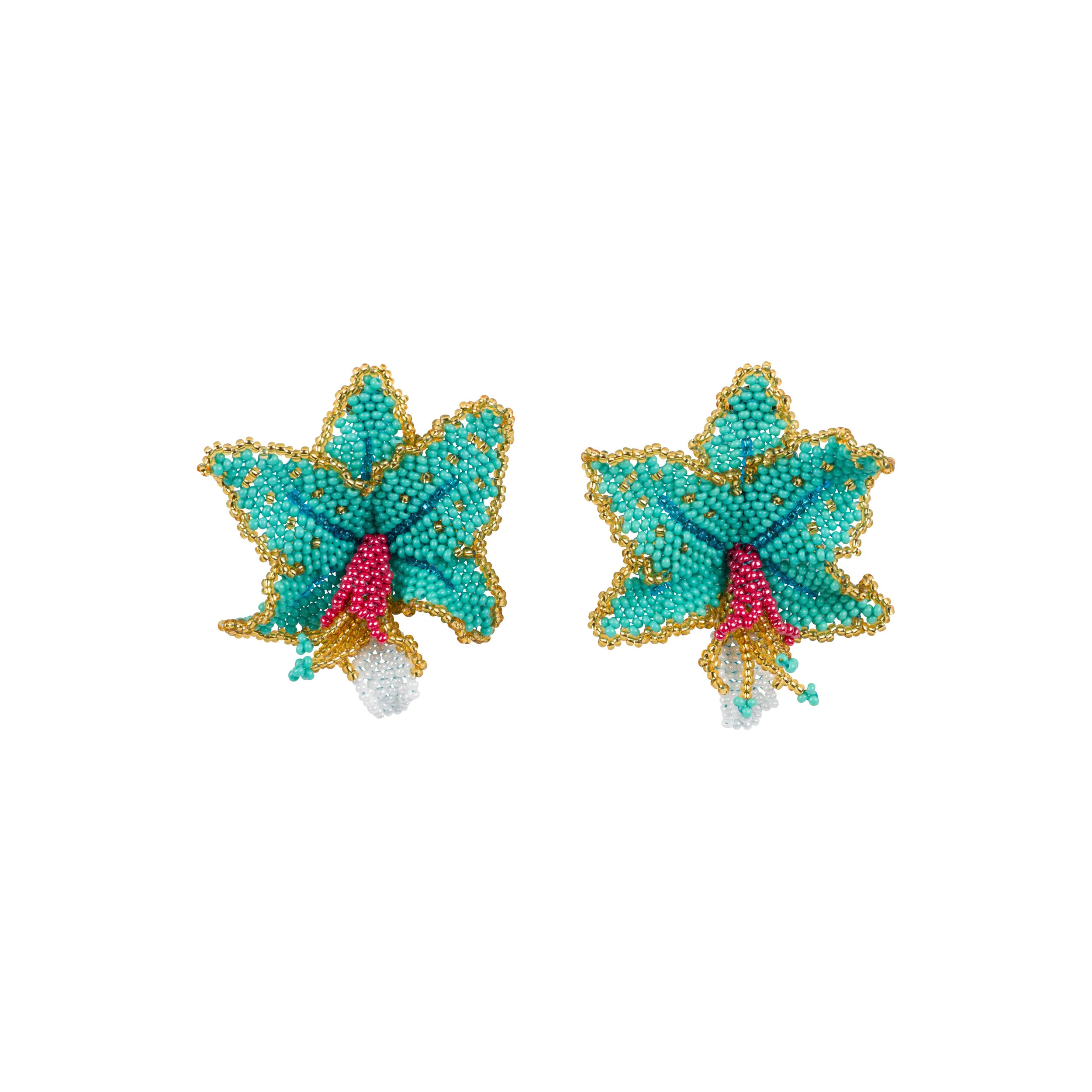 HAND BEADED ORCHID EARRINGS - Image 2