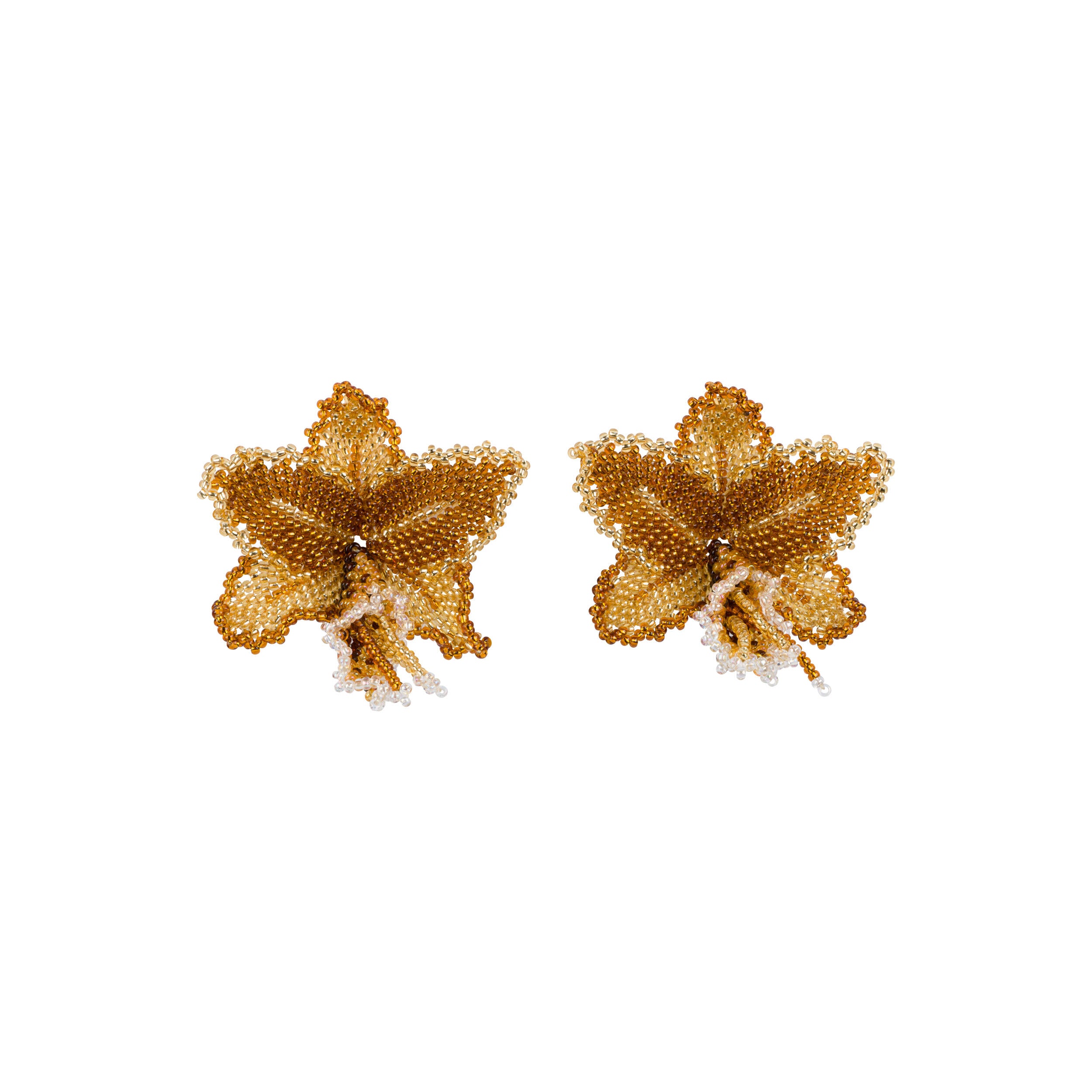 HAND BEADED ORCHID EARRINGS - Image 3