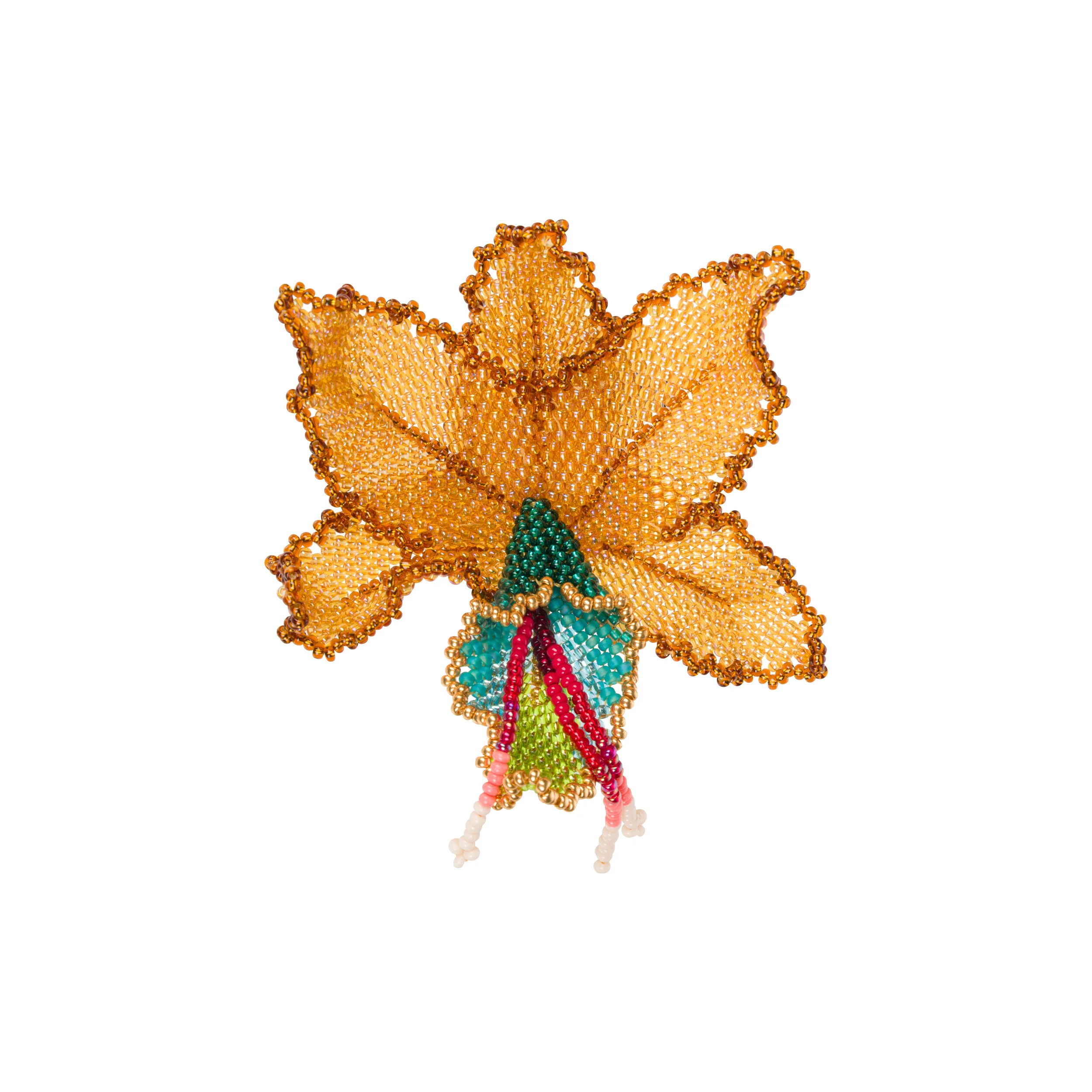 HAND BEADED ORCHID PIN