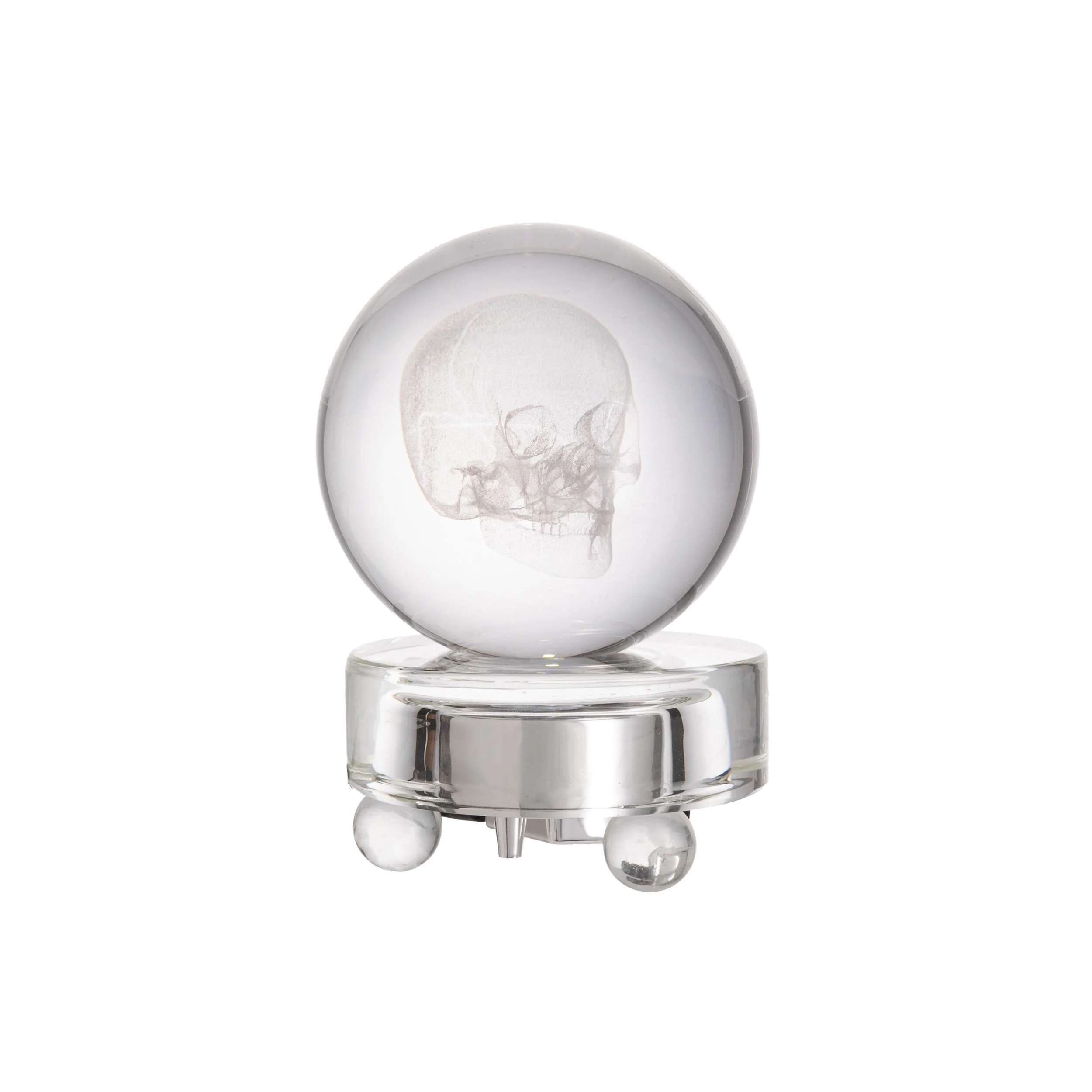 HUMAN SKULL PAPERWEIGHT WITH LIGHT-UP BASE