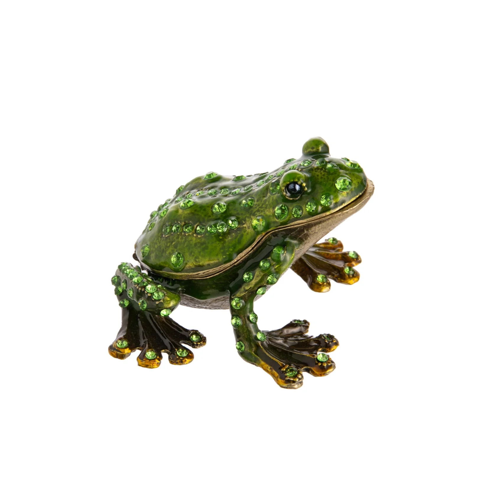 JEWELED ENAMEL FROG TRINKET BOX