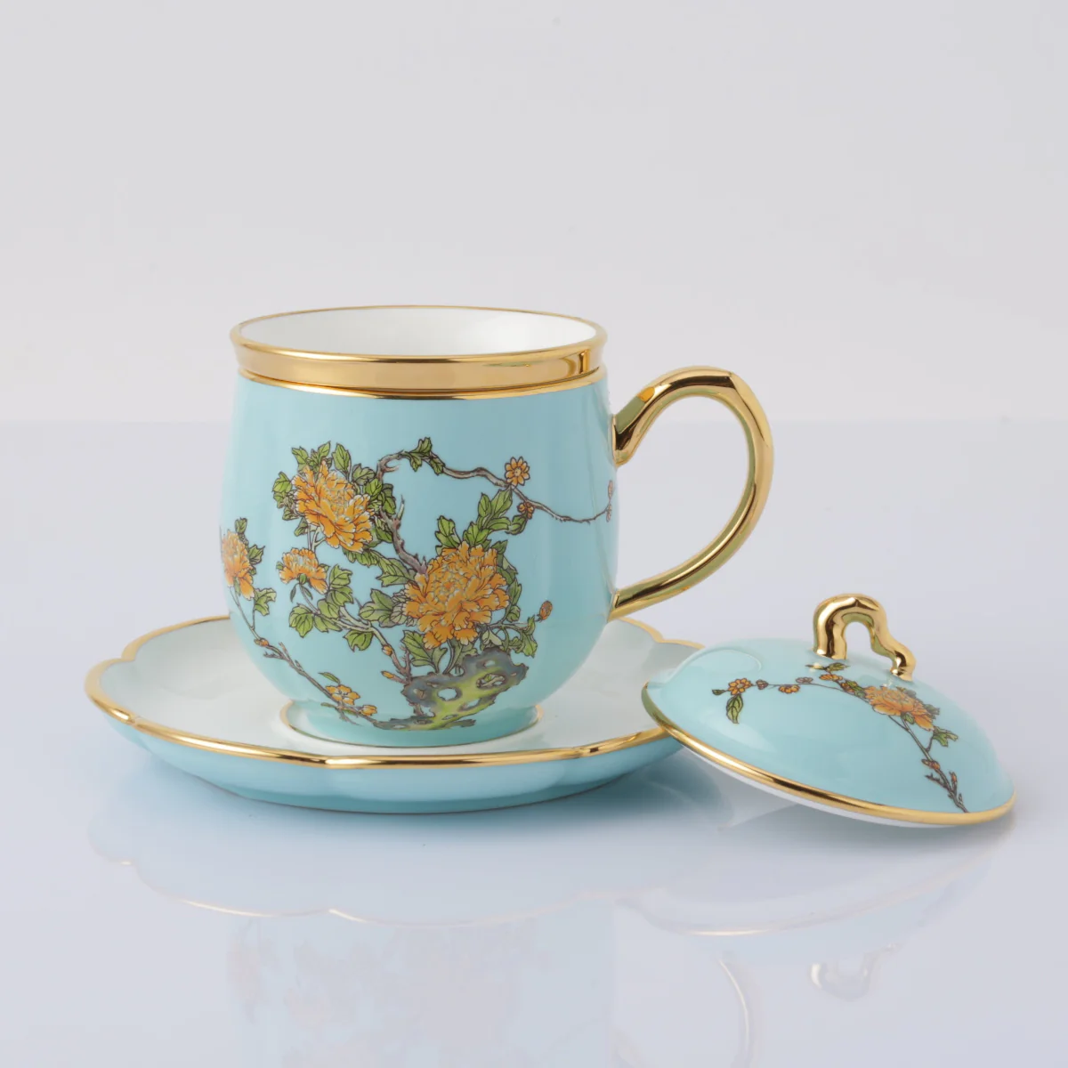 LADY TURQUIOA PEONY FOUR-PIECE MUG - Image 2