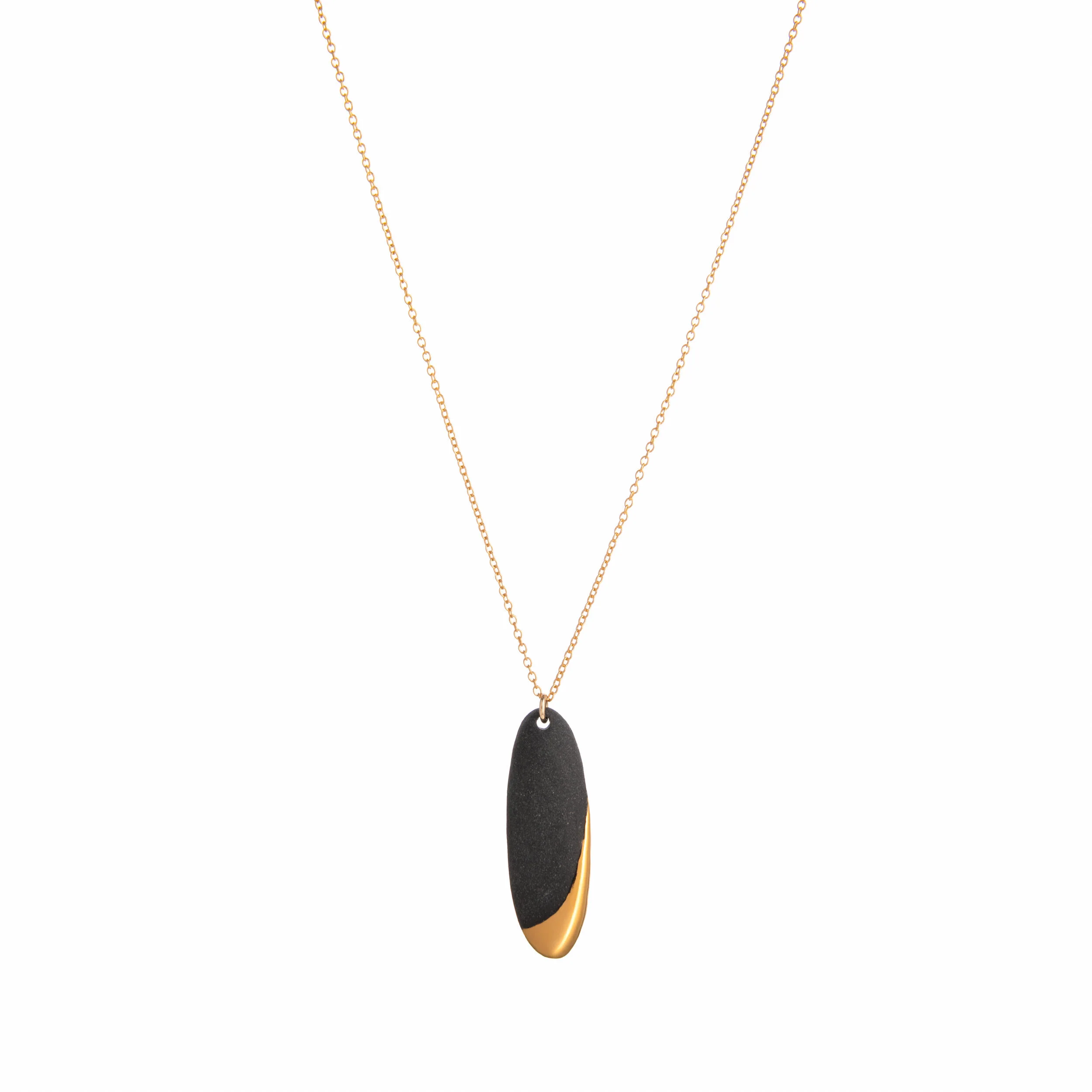 LONG OVAL GOLD-DIPPED NECKLACE