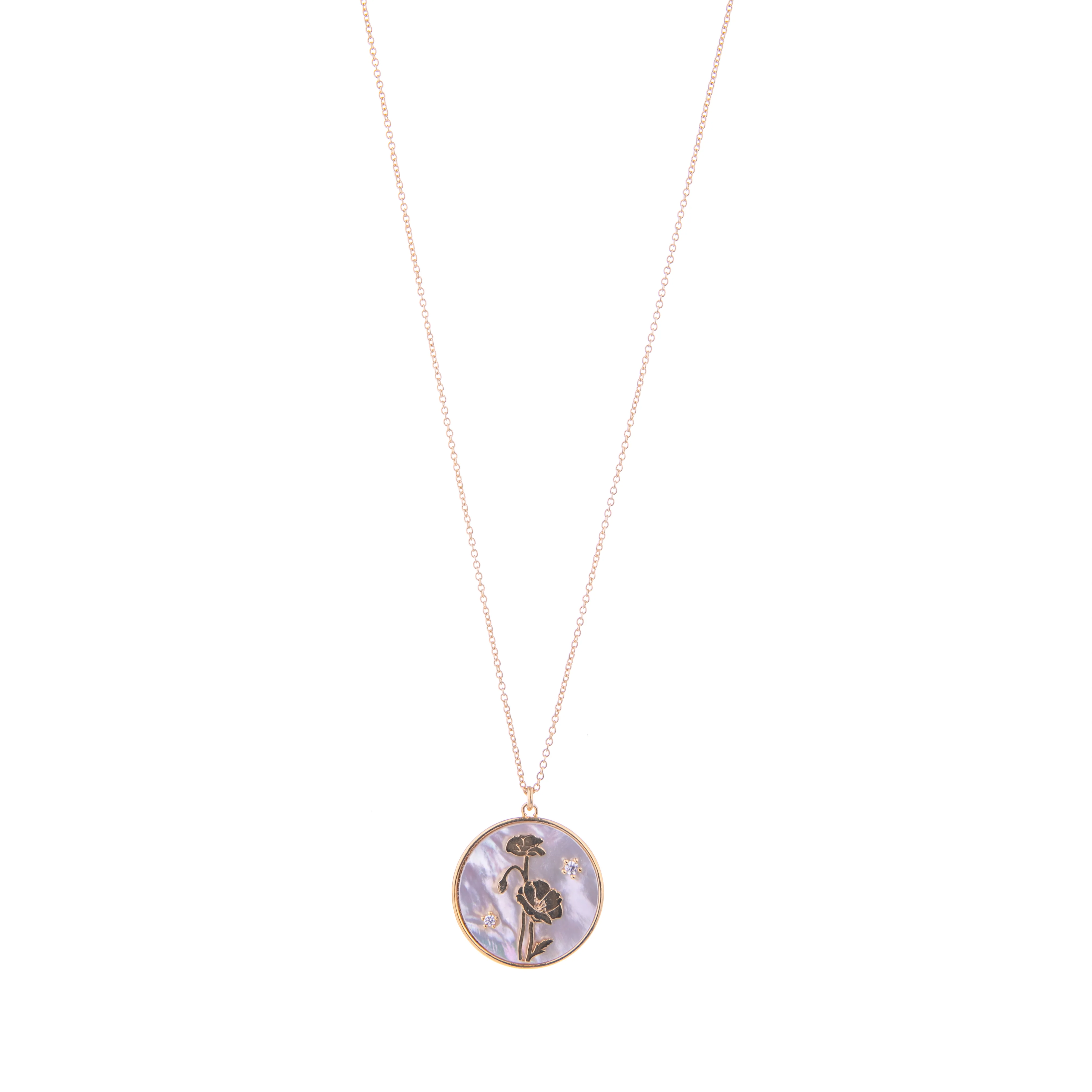 MOTHER OF PEARL FLOWER PENDANT NECKLACE - Image 3