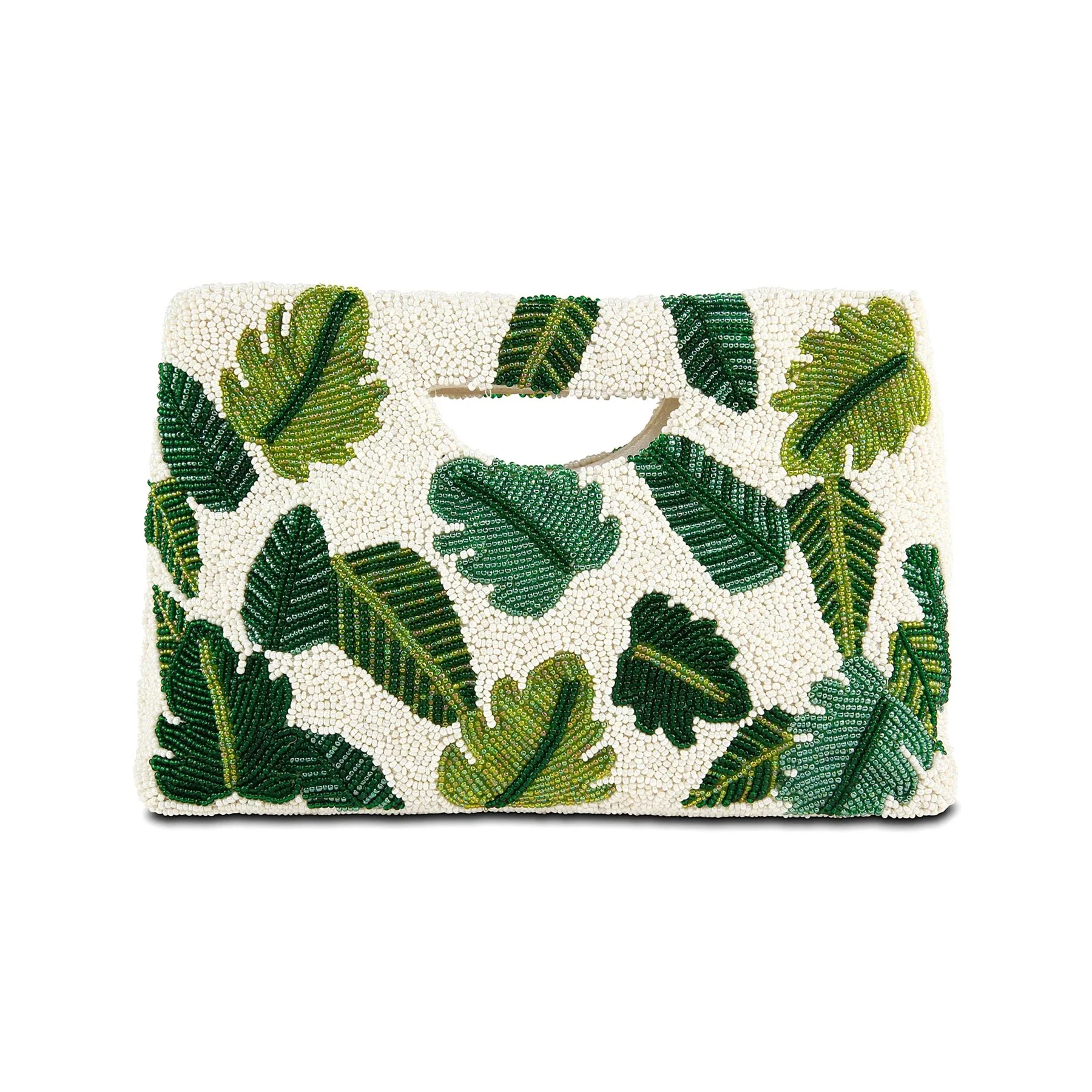 PALM LEAVES BEADED CLUTCH