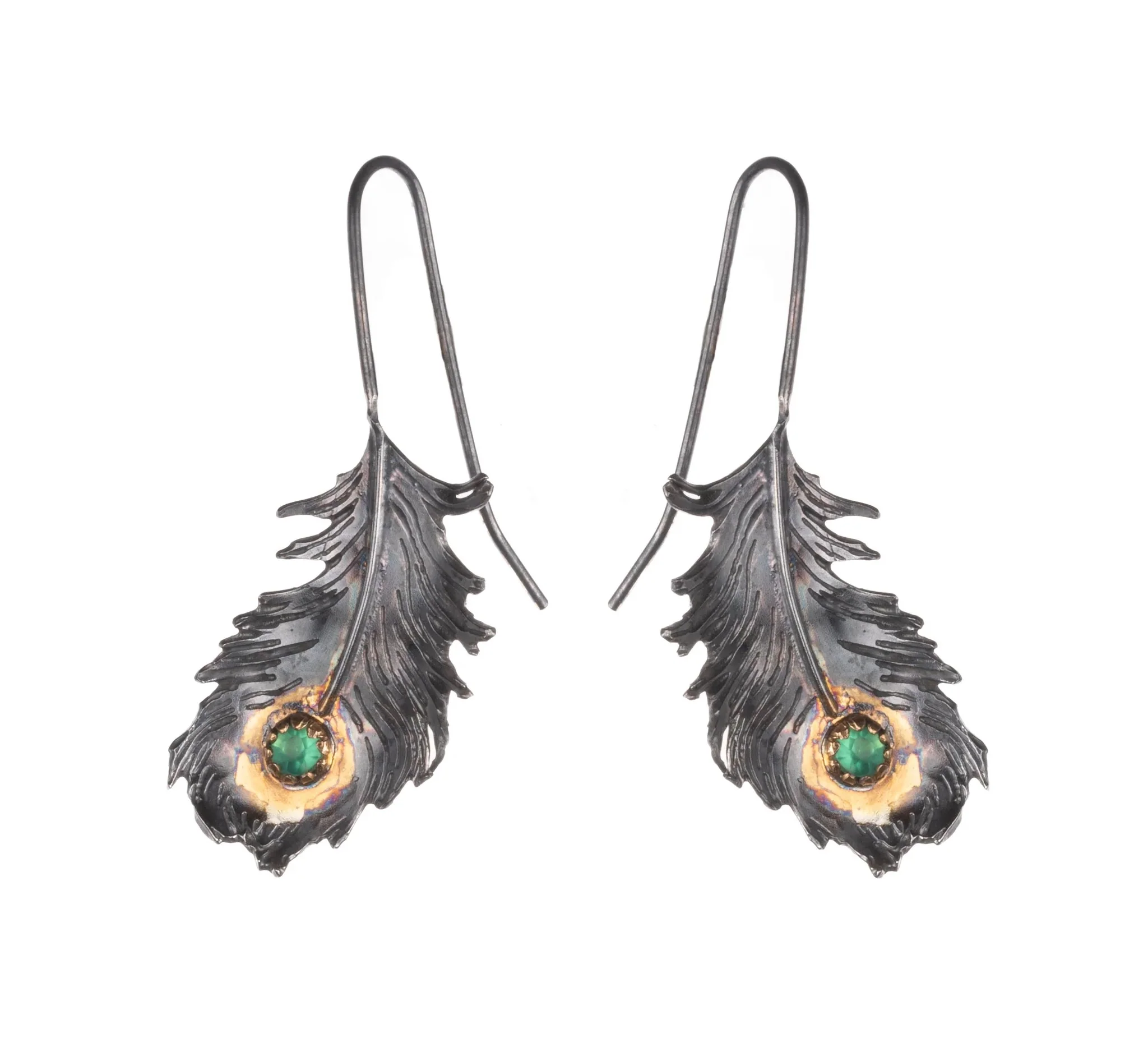 PEACOCK FEATHER EARRINGS