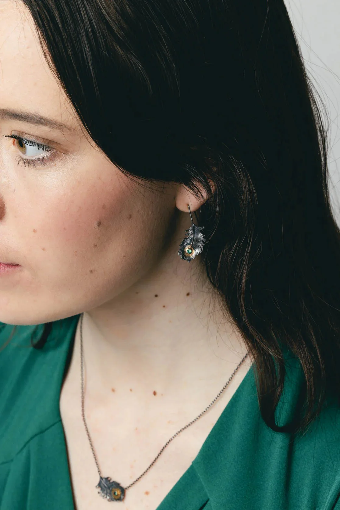 PEACOCK FEATHER EARRINGS - Image 3