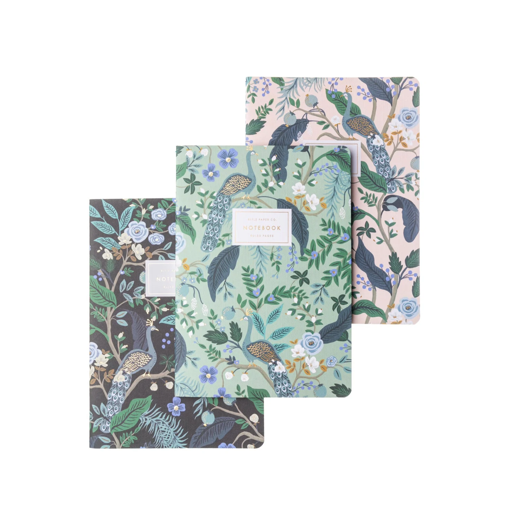 PEACOCK NOTEBOOKS -SET OF THREE