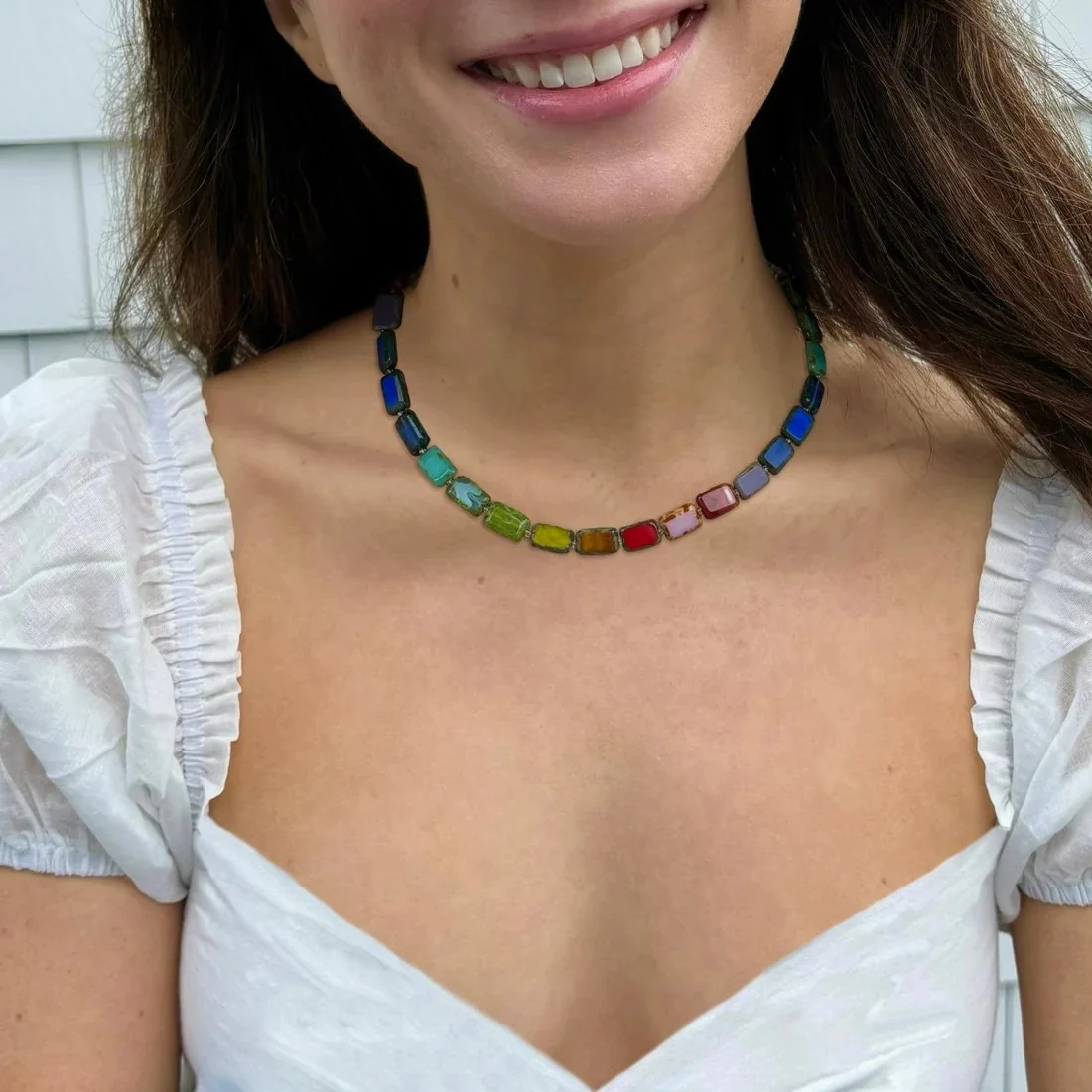 RAINBOW GLASS BEAD NECKLACE - Image 2