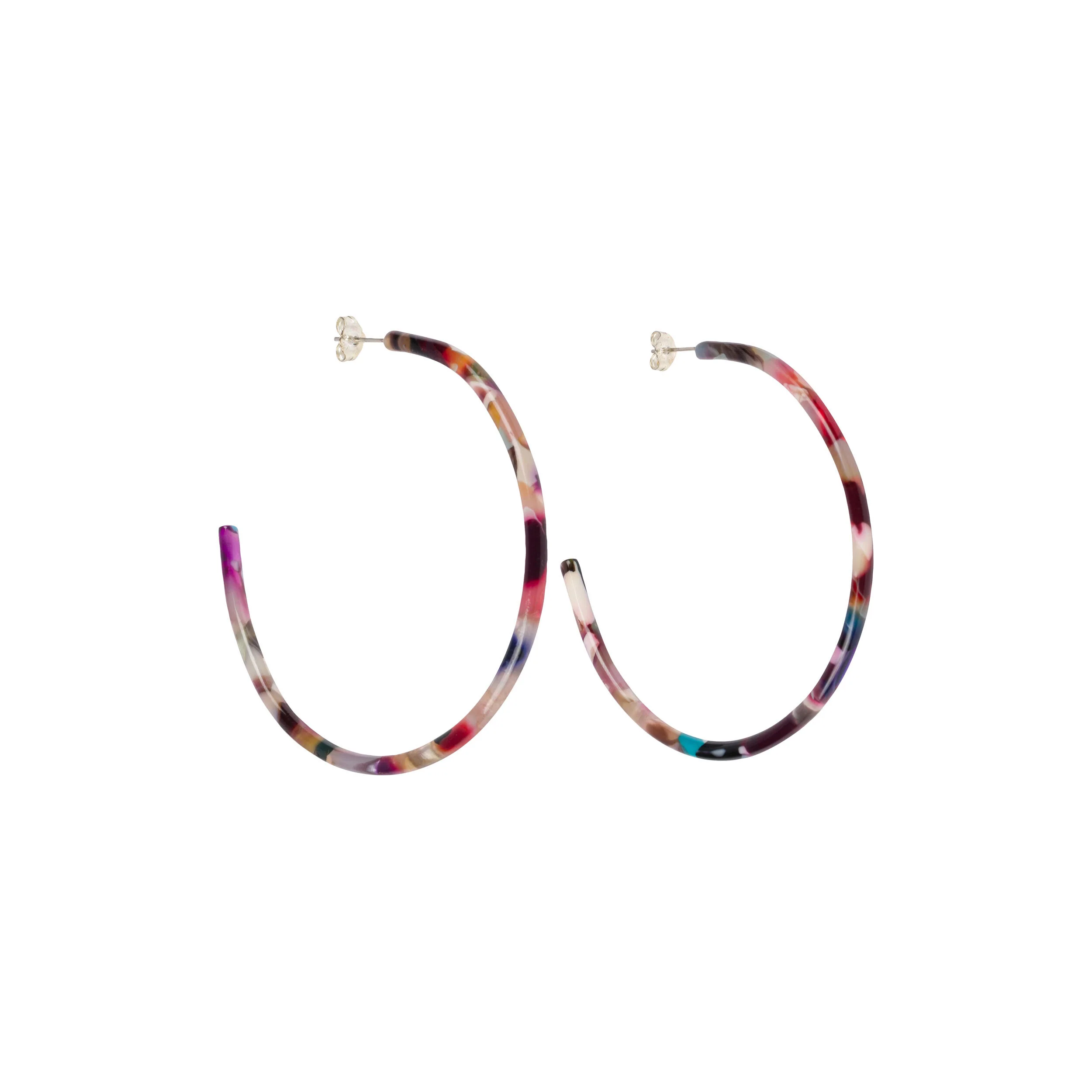 RAINBOW TORTOISESHELL HOOP EARRINGS - LARGE