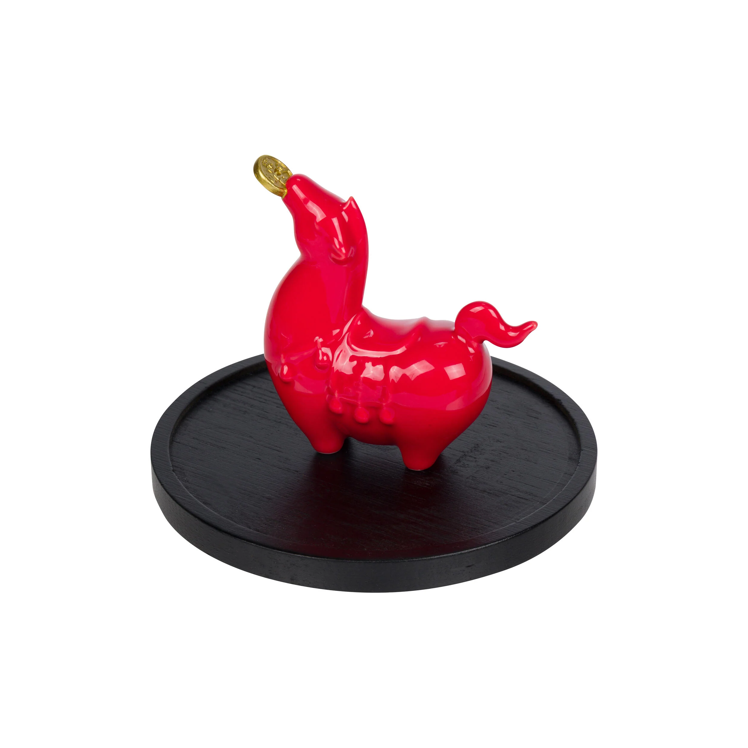 RED HORSE INCENSE STAND WITH PLATE