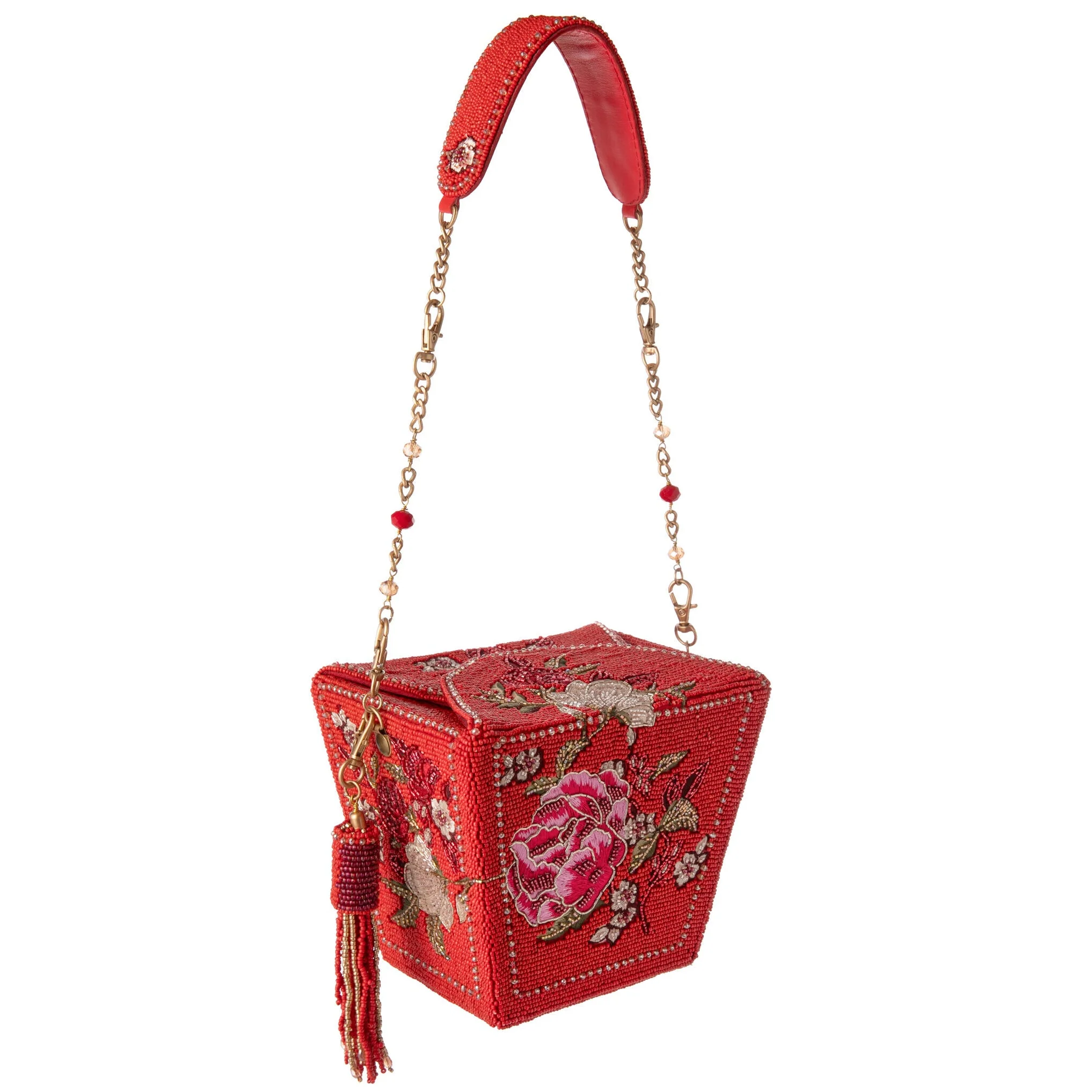 SCARLET BLOOM BEADED HANDBAG