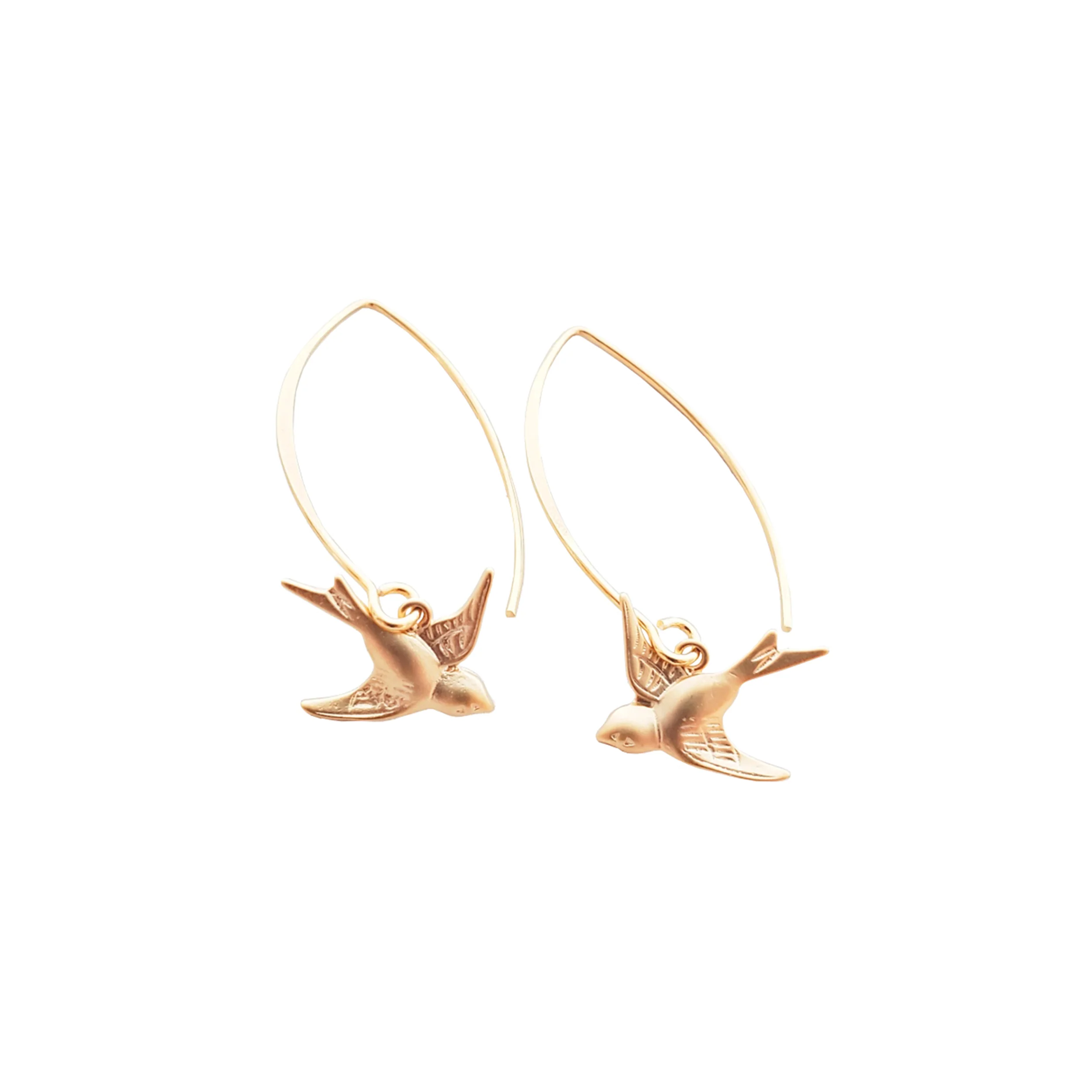 SWALLOW CHARM HOOP EARRINGS