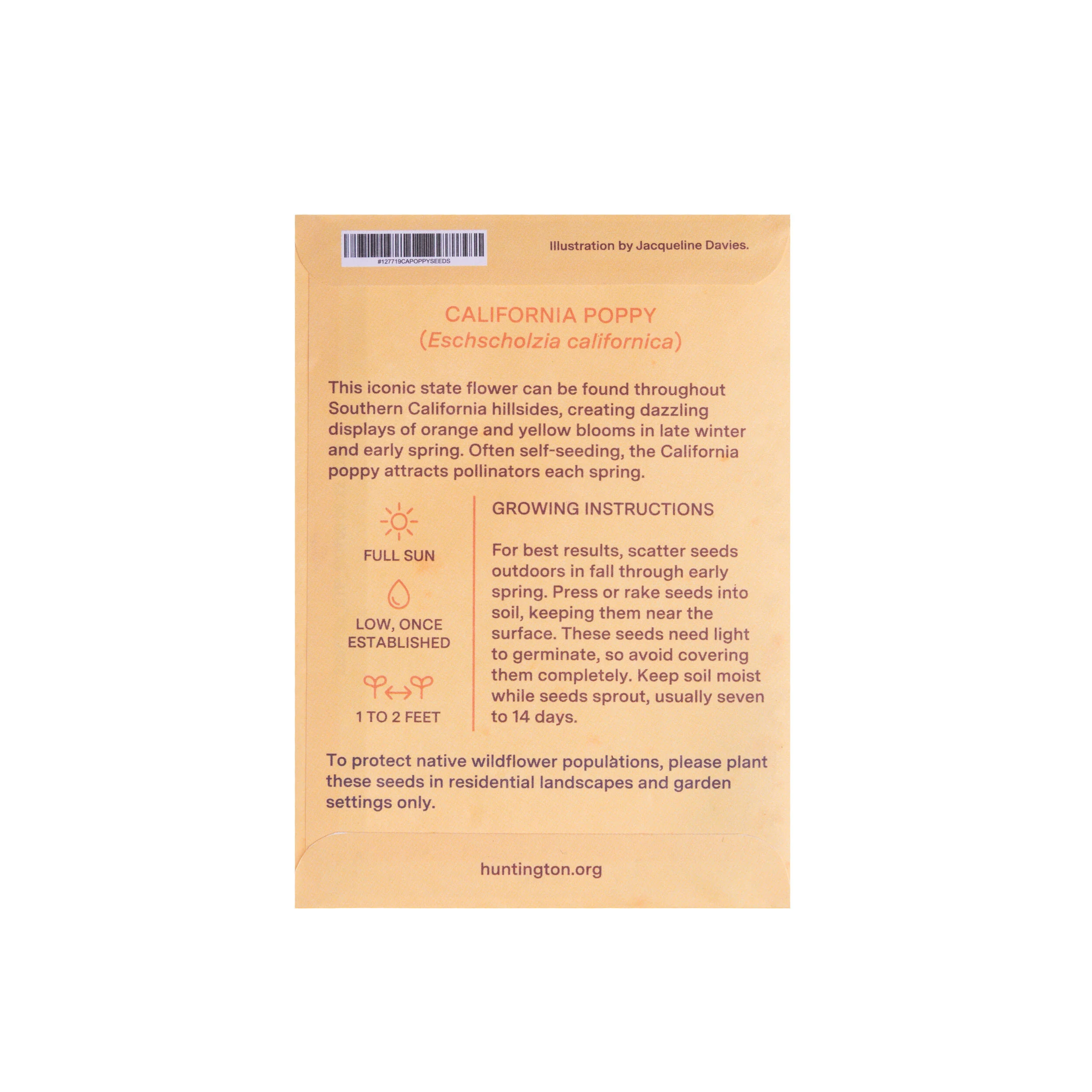 THE HUNTINGTON CALIFORNIA POPPY SEED PACKET - Image 2