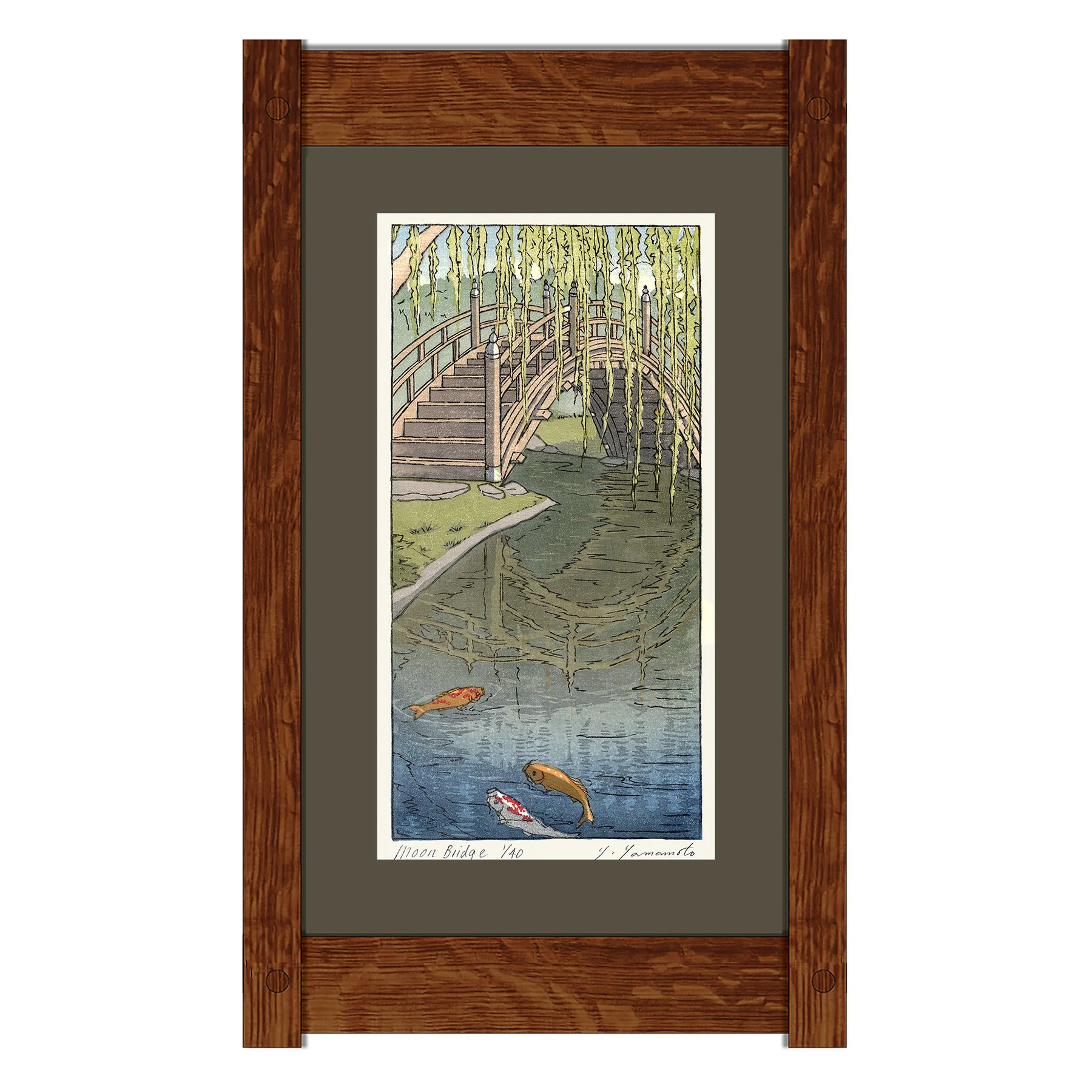 THE HUNTINGTON JAPANESE GARDEN LIMITED EDITION FRAMED WOODBLOCK PRINT