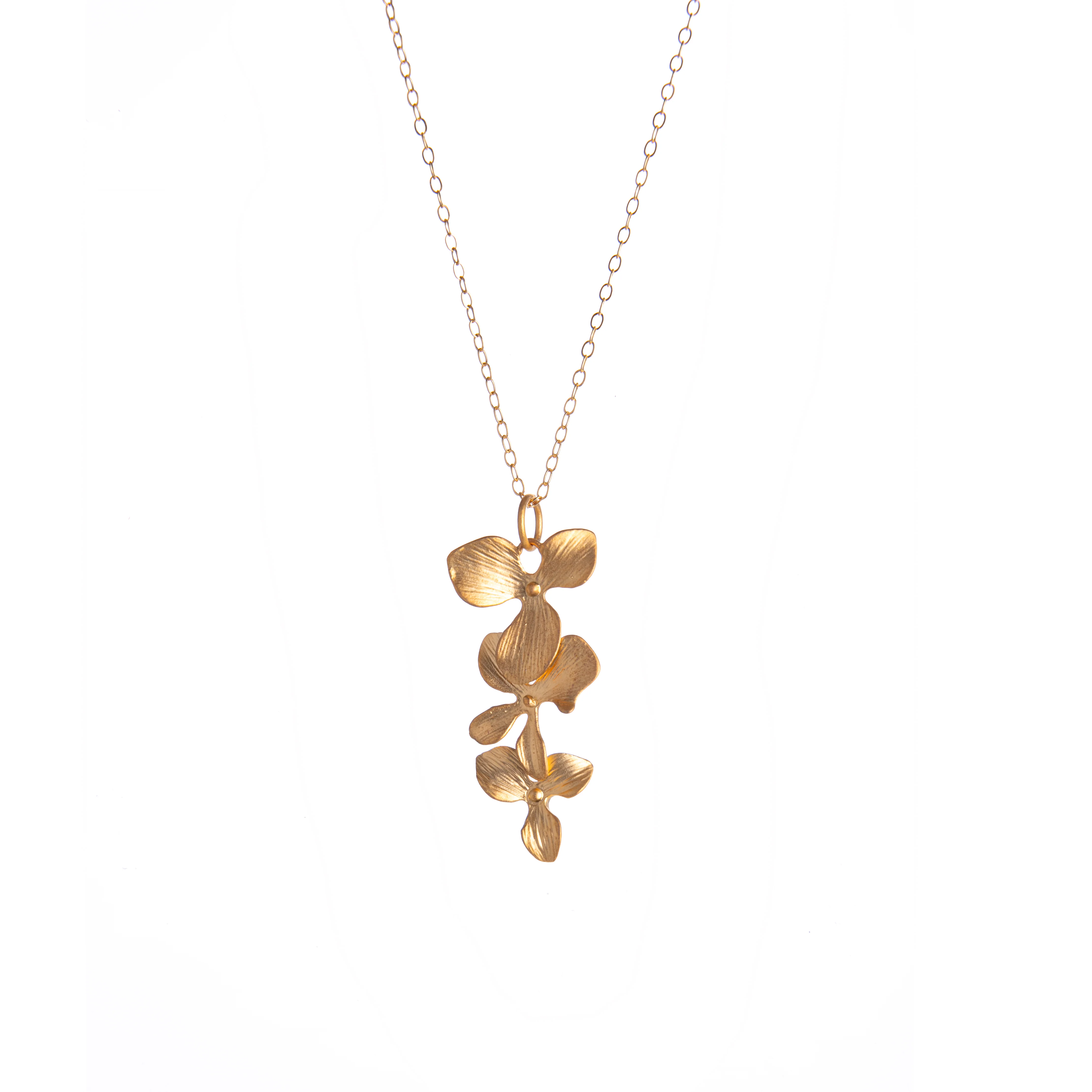 TRIPLE ORCHID CASCADE NECKLACE